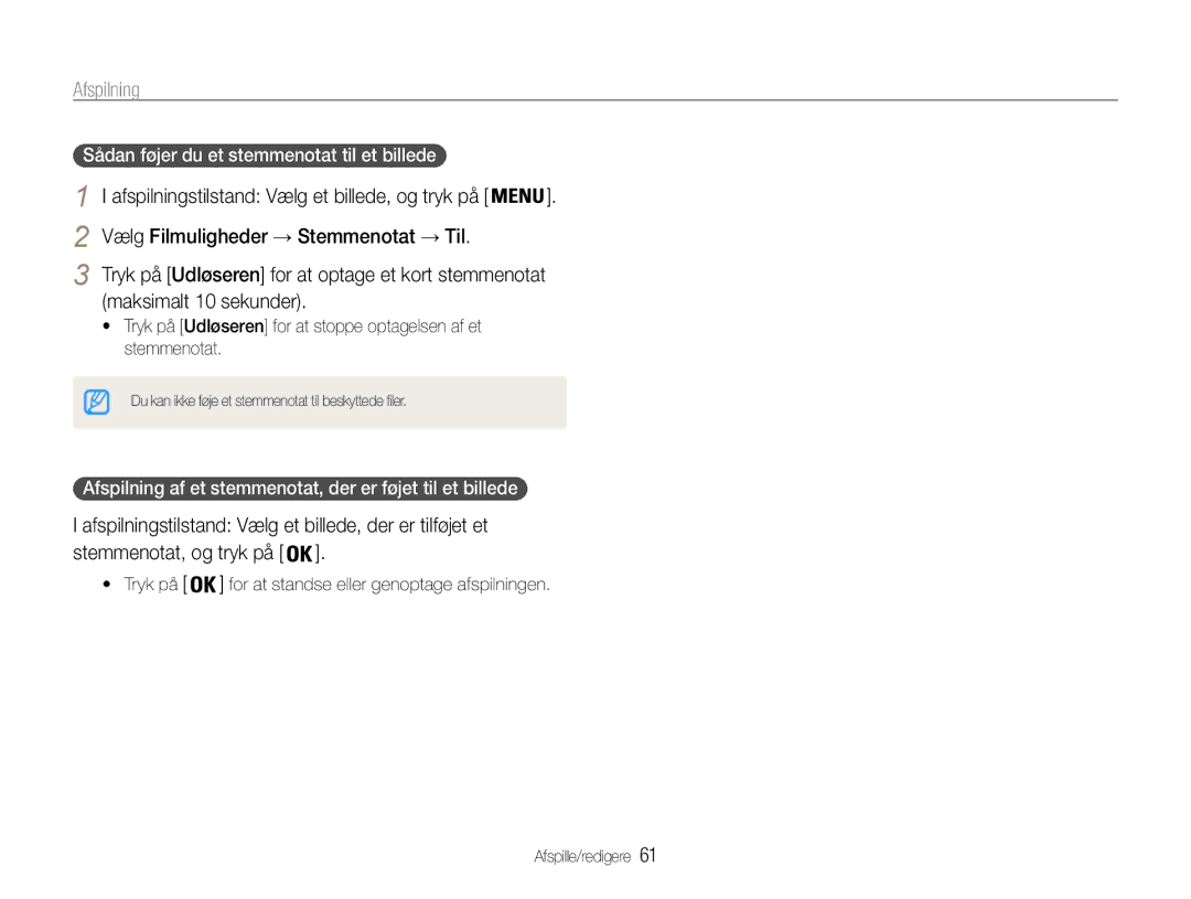 Samsung EC-ST65ZZBPUE2, EC-ST65ZZBPRE2 manual Maksimalt 10 sekunder, Afspilningstilstand Vælg et billede, der er tilføjet et 