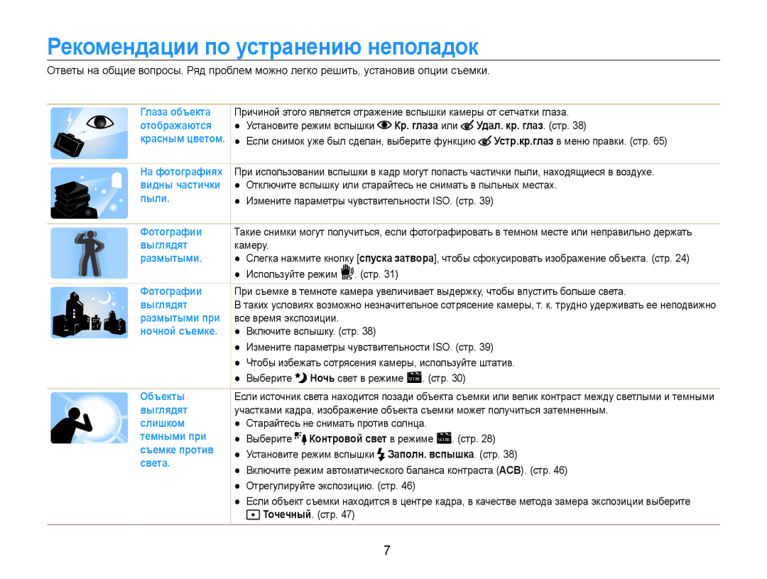 Samsung EC-ST65ZZBPUE2, EC-ST65ZZBPRE2, EC-ST65ZZBPSE2, EC-ST65ZZBPURU, EC-ST65ZZBPRRU Рекомендации по устранению неполадок 