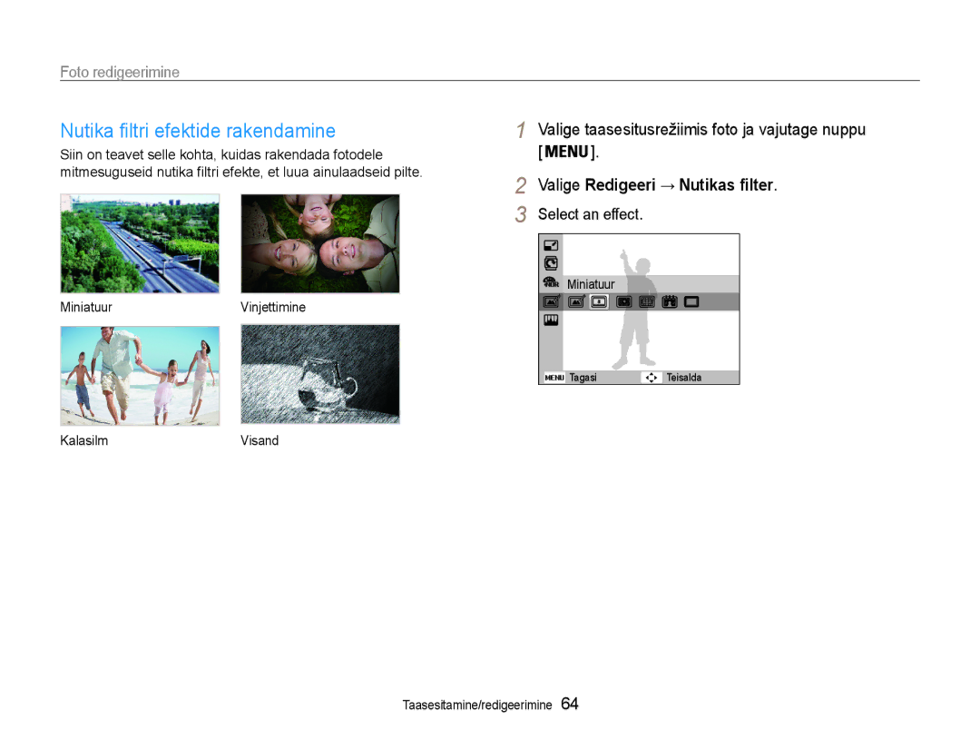 Samsung EC-ST65ZZBPUE2, EC-ST65ZZBPRE2, EC-ST65ZZBPSE2 manual Select an effect, MiniatuurVinjettimine 