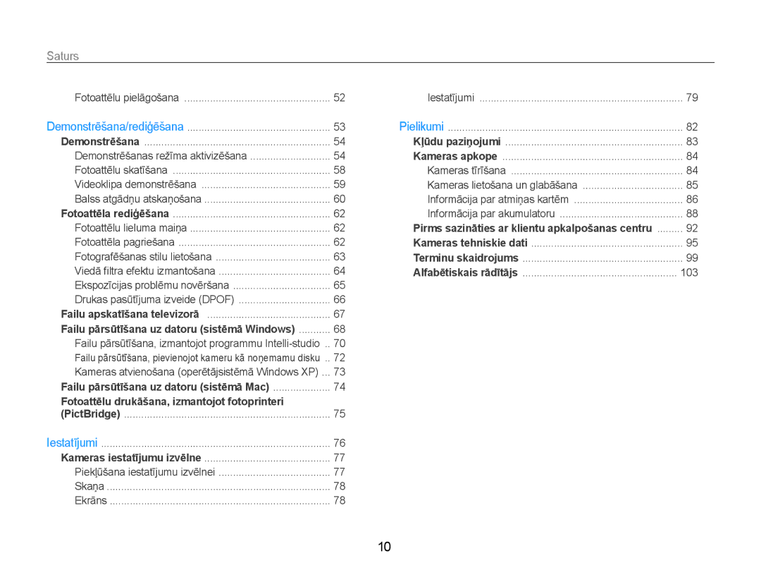 Samsung EC-ST65ZZBPUE2, EC-ST65ZZBPRE2, EC-ST65ZZBPSE2 manual Saturs﻿, Failu pārsūtīšana uz datoru sistēmā Windows 