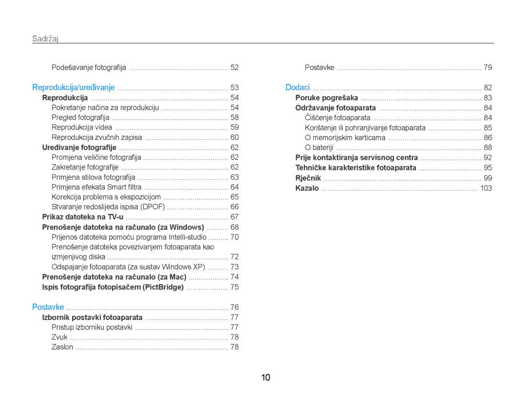 Samsung EC-ST65ZZBPUE3, EC-ST65ZZBPRE3, EC-ST65ZZBPSE3, EC-ST65ZZBPBE3 Sadržaj﻿, Prenošenje datoteka na računalo za Windows 