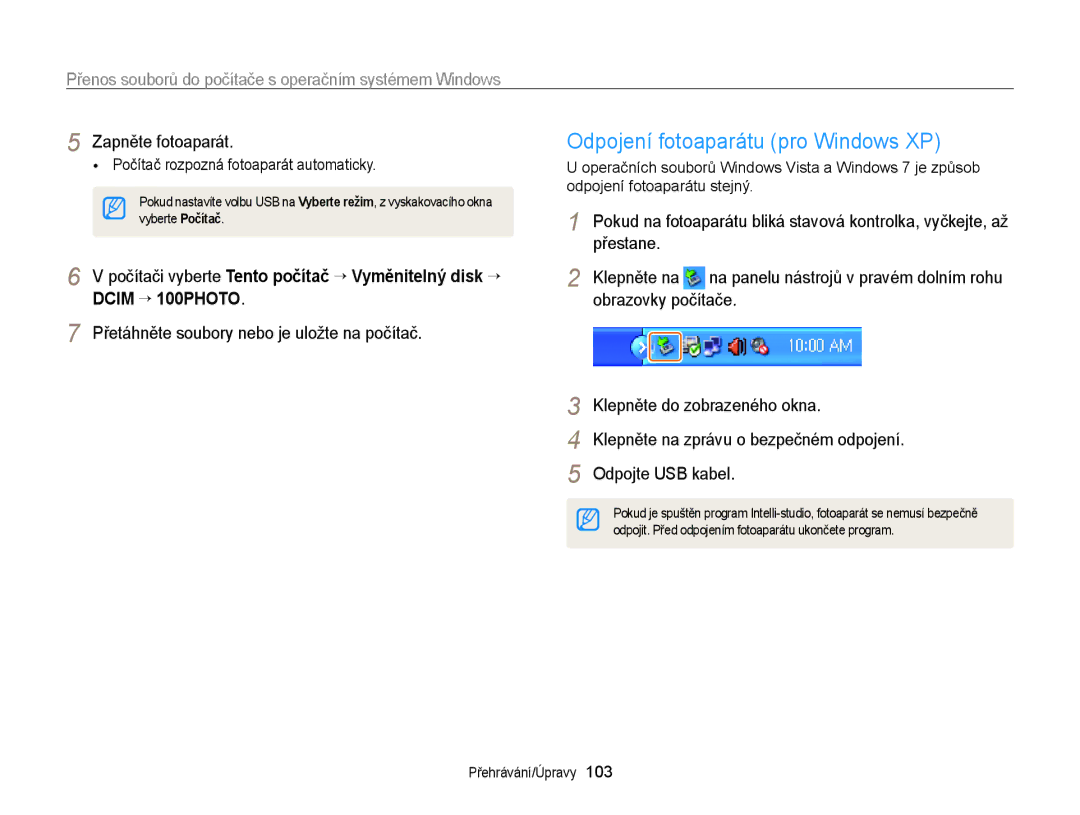 Samsung EC-ST65ZZBPRE3 manual Přestane, Přetáhněte soubory nebo je uložte na počítač Klepněte na, Obrazovky počítače 