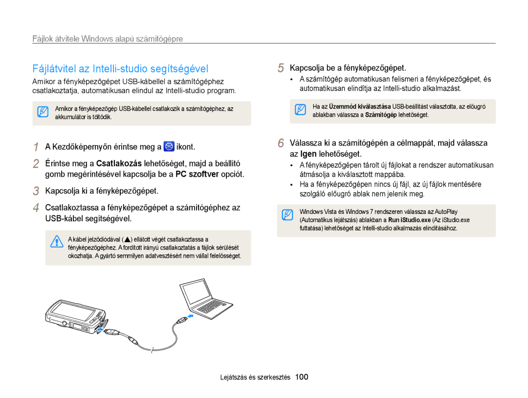 Samsung EC-ST65ZZBPRE3 manual Fájlátvitel az Intelli-studio segítségével, Fájlok átvitele Windows alapú számítógépre 