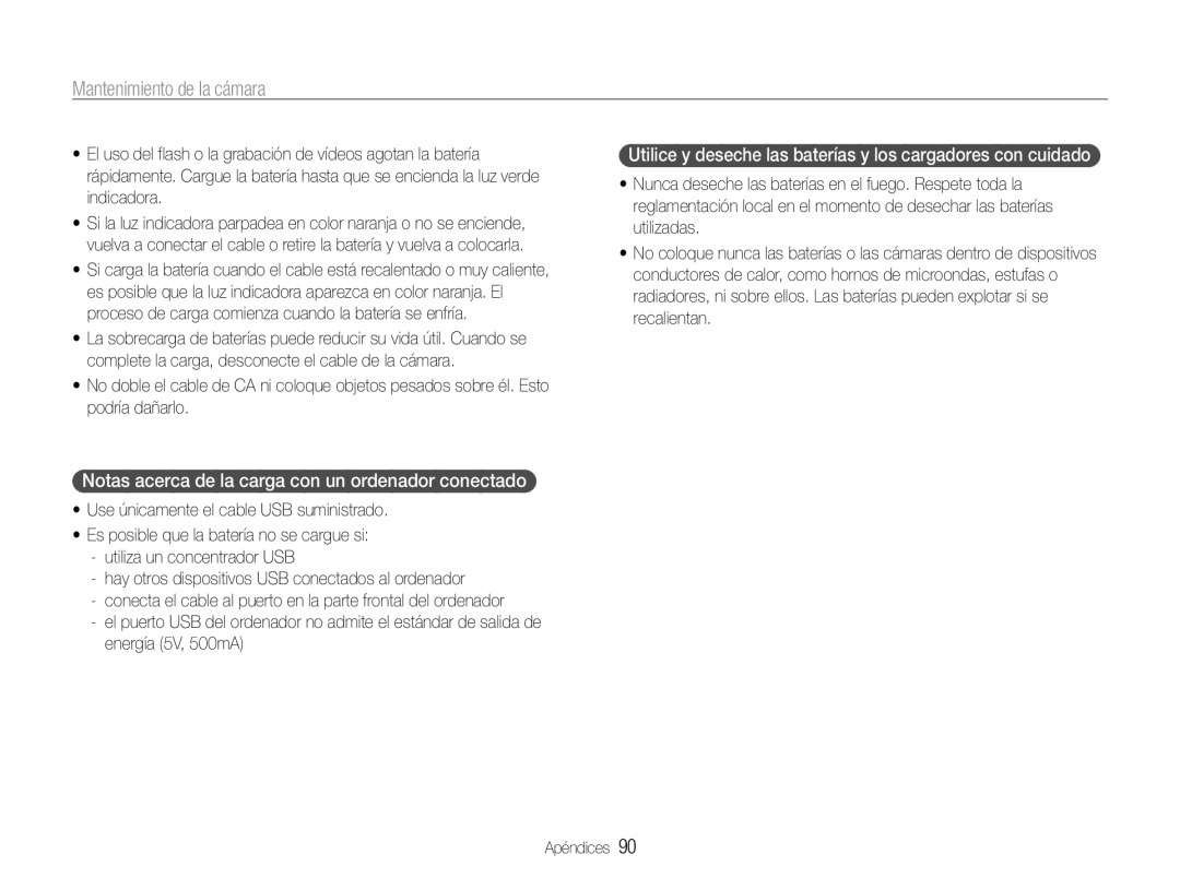 Samsung EC-ST67ZZBPRE1, EC-ST65ZZBPSE1, EC-ST65ZZBPUE1, EC-ST65ZZBPRE1 Notas acerca de la carga con un ordenador conectado 