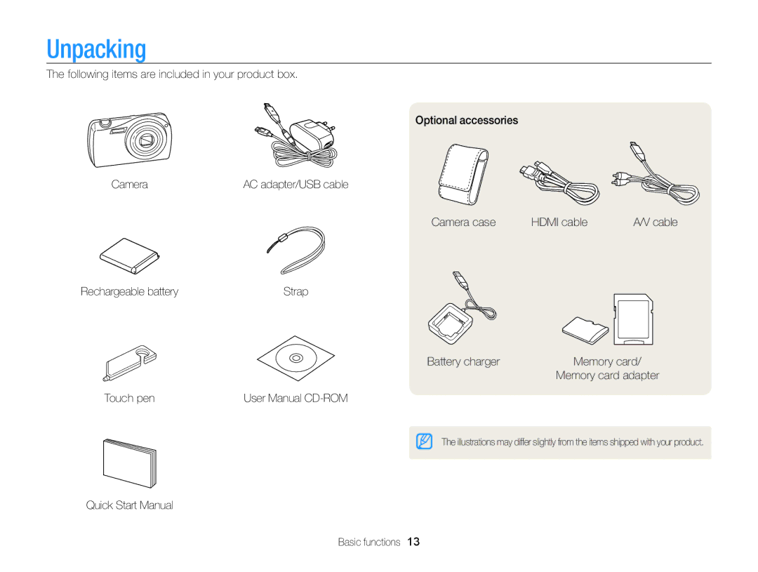 Samsung EC-ST65ZZBPSE3, EC-ST65ZZDPBZA, EC-ST65ZZBPSE1, EC-ST6500DPBZA, EC-ST65ZZDPSZA, EC-ST65ZZBPUE1 manual Unpacking 