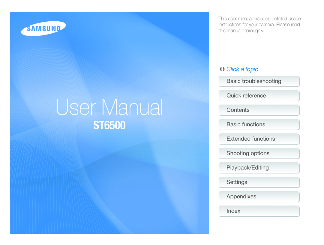 Samsung EC-ST67ZZBPUE1, EC-ST65ZZDPBZA manual User Manual, ST65/ST67,  Cliquez sur une rubrique, Annexes Index 