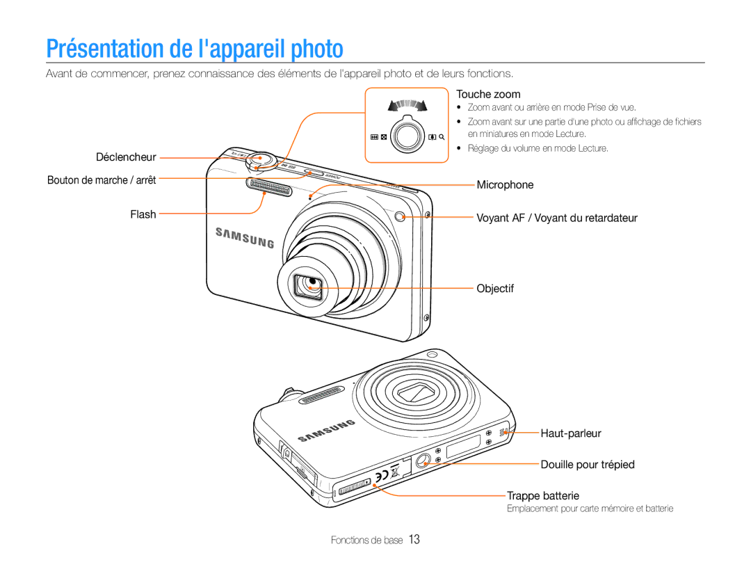 Samsung EC-ST67ZZBPRE1, EC-ST65ZZDPBZA, EC-ST67ZZBPUE1, EC-ST65ZZBPSE1 manual Présentation de lappareil photo, Déclencheur 