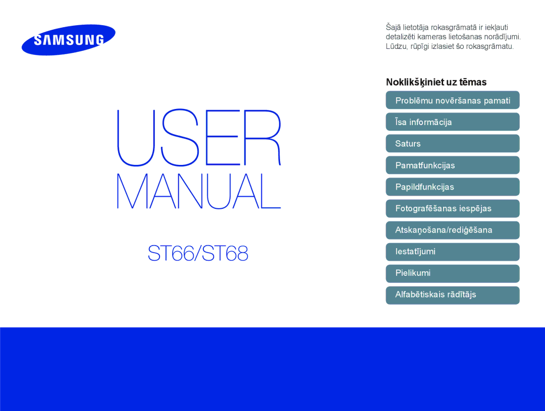 Samsung EC-ST66ZZBPRE2, EC-ST66ZZBPPE2, EC-ST66ZZFPBE2, EC-ST66ZZFPRE2, EC-ST66ZZBPUE2, EC-ST66ZZBPBE2 manual ST66/ST68 