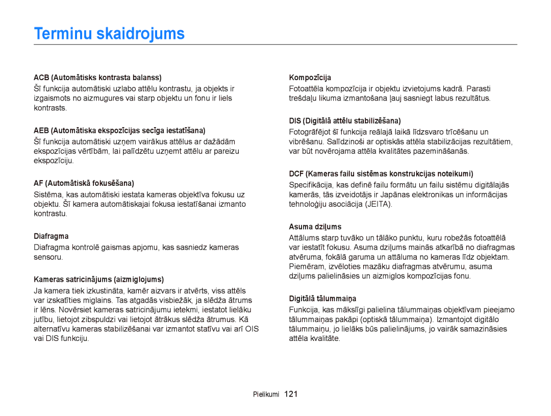 Samsung EC-ST66ZZFPBE2, EC-ST66ZZBPPE2, EC-ST66ZZBPRE2, EC-ST66ZZFPRE2, EC-ST66ZZBPUE2, EC-ST66ZZBPBE2 Terminu skaidrojums 