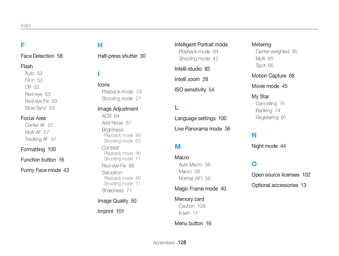 Samsung EC-ST66ZZBPRUS user manual Index 