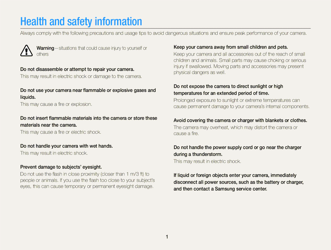 Samsung EC-ST66ZZBPRUS user manual Health and safety information 