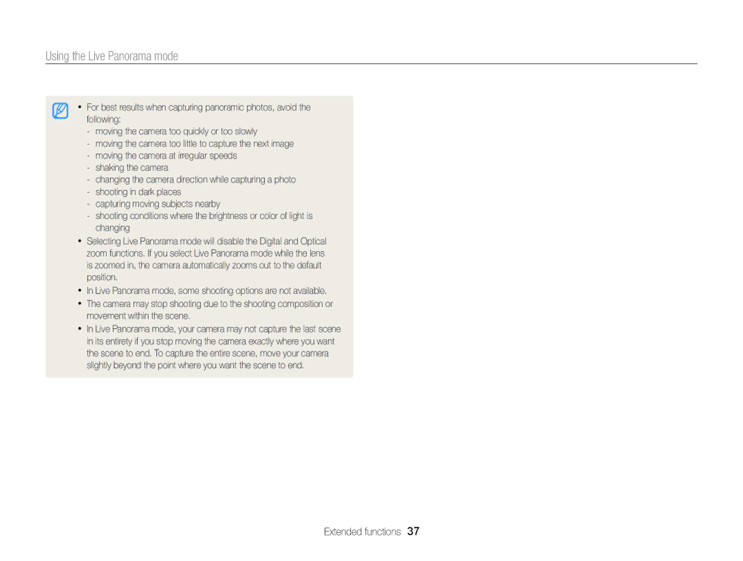 Samsung EC-ST66ZZBPRUS user manual Using the Live Panorama mode 