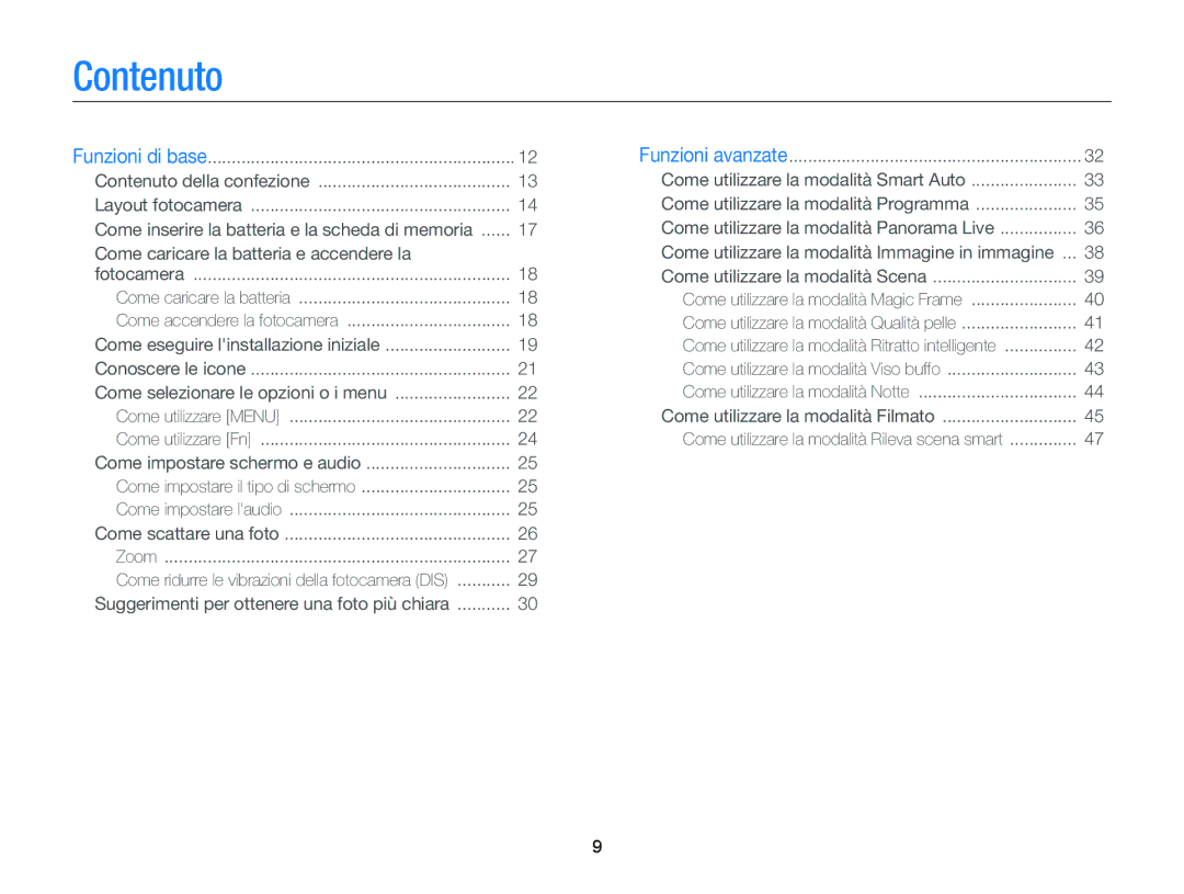 Samsung EC-ST66ZZDDRME, EC-ST66ZZBPSE1, EC-ST66ZZBPPE1 manual Contenuto, Suggerimenti per ottenere una foto più chiara 