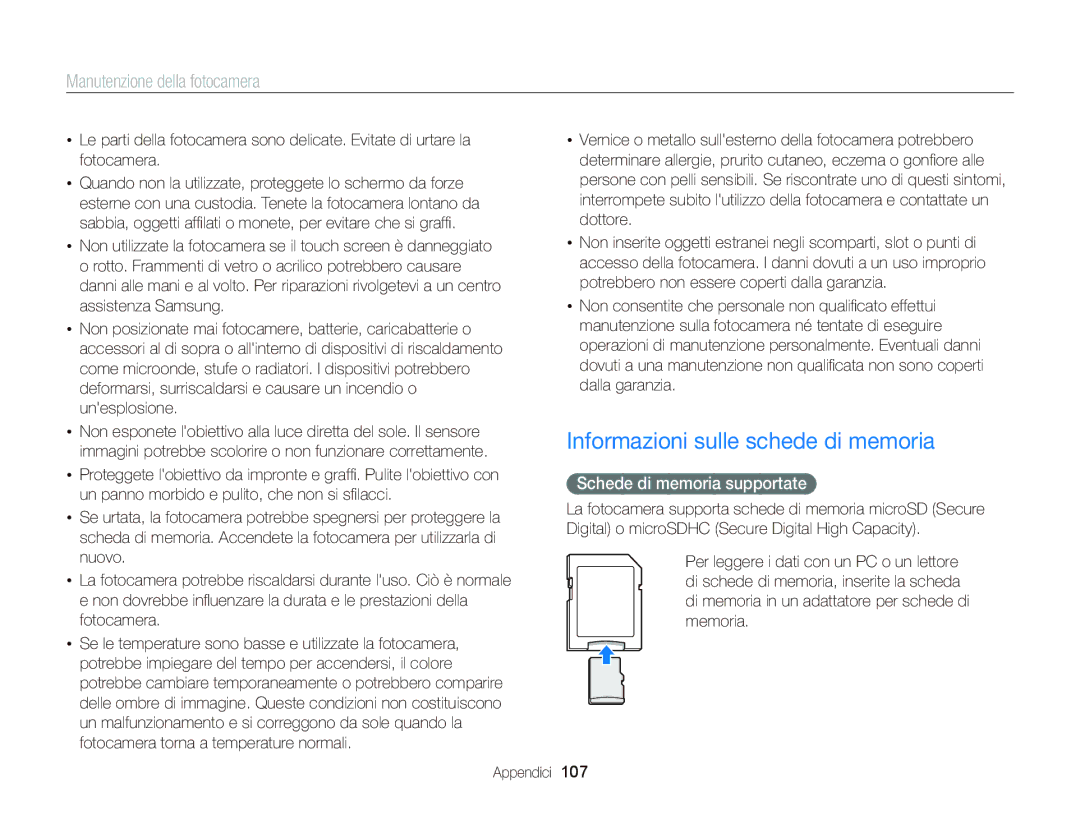 Samsung EC-ST66ZZBPSE1, EC-ST66ZZBPPE1, EC-ST66ZZBPBE1 Informazioni sulle schede di memoria, Schede di memoria supportate 