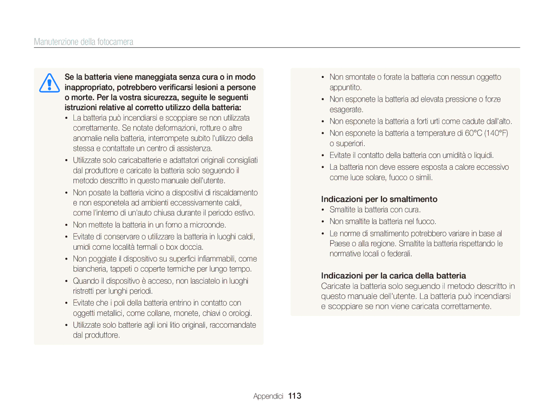 Samsung EC-ST66ZZFPUE1 manual Non mettete la batteria in un forno a microonde, Indicazioni per la carica della batteria 