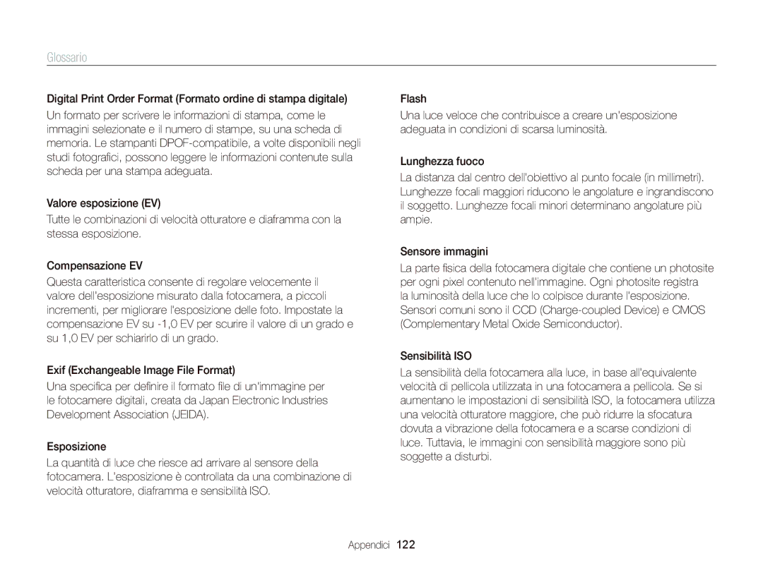 Samsung EC-ST66ZZFPSE1, EC-ST66ZZBPSE1, EC-ST66ZZBPPE1, EC-ST66ZZBPBE1, EC-ST66ZZDDBME, EC-ST66ZZBPUE1 manual Glossario, Flash 