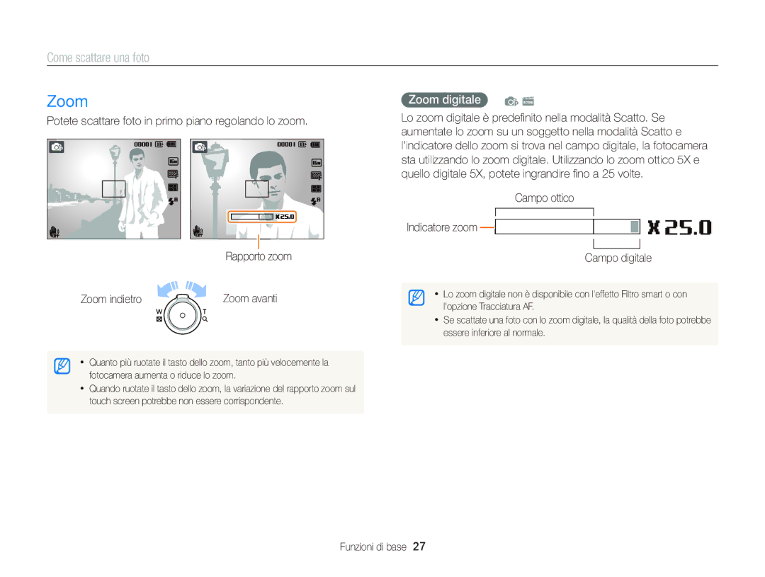 Samsung EC-ST66ZZDDBME, EC-ST66ZZBPSE1, EC-ST66ZZBPPE1, EC-ST66ZZBPBE1 manual Come scattare una foto, Zoom digitale p s 