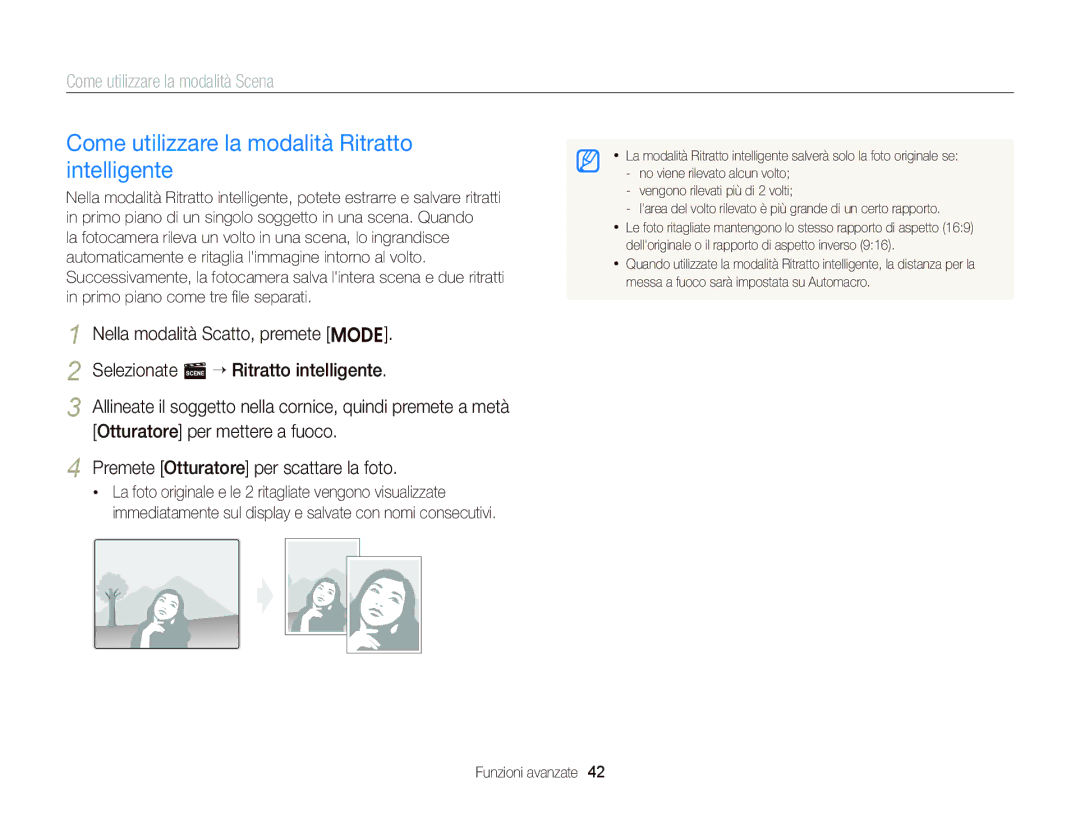 Samsung EC-ST66ZZFPBE1, EC-ST66ZZBPSE1, EC-ST66ZZBPPE1, EC-ST66ZZBPBE1 Come utilizzare la modalità Ritratto intelligente 