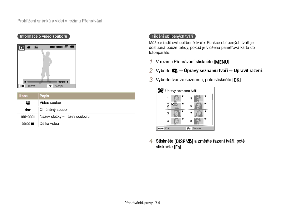 Samsung EC-ST66ZZBPRE3, EC-ST66ZZBPSE3 manual Prohlížení snímků a videí v režimu Přehrávání, Režimu Přehrávání stiskněte m 