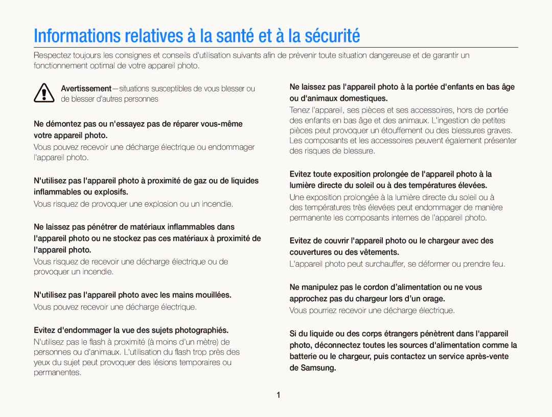 Samsung EC-ST66ZZBPSE1, EC-ST66ZZFPRFR, EC-ST66ZZFPBFR, EC-ST66ZZFPPFR Informations relatives à la santé et à la sécurité 