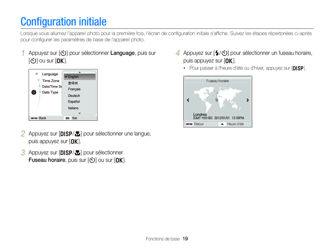 Samsung EC-ST66ZZBPBE1, EC-ST66ZZFPRFR, EC-ST66ZZFPBFR, EC-ST66ZZBPSE1, EC-ST66ZZFPPFR, EC-ST66ZZBPRE1 Conﬁguration initiale 