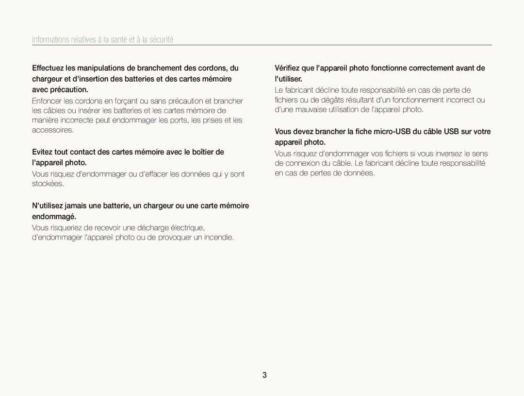 Samsung EC-ST66ZZBPRE1, EC-ST66ZZFPRFR, EC-ST66ZZFPBFR, EC-ST66ZZBPSE1 Informations relatives à la santé et à la sécurité 
