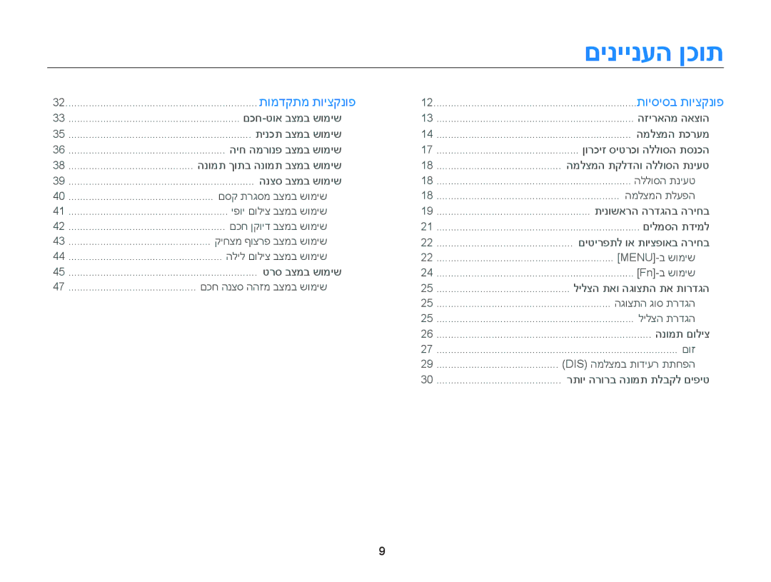 Samsung EC-ST76ZZBDSAE, EC-ST66ZZFPSIL, EC-ST66ZZFPRIL, EC-ST66ZZFPBIL, EC-ST66ZZFPPAE, EC-ST76ZZBDWAE manual םיניינעה ןכות 