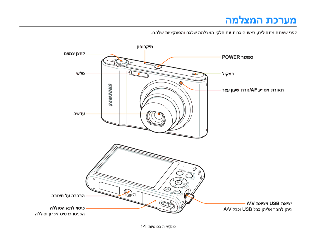 Samsung EC-ST66ZZBPBAE, EC-ST66ZZFPSIL, EC-ST66ZZFPRIL, EC-ST66ZZFPBIL manual המלצמה תכרעמ, ןופורקימ, 14 תויסיסב תויצקנופ 