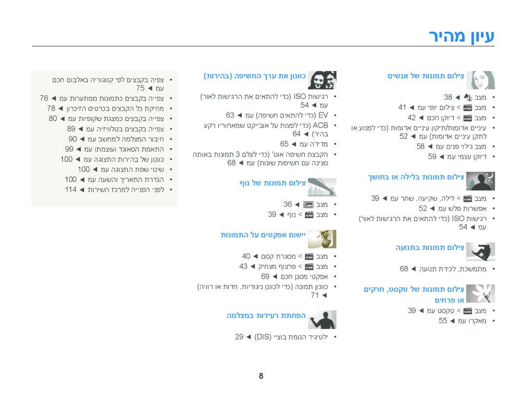 Samsung EC-ST66ZZFPSAE, EC-ST66ZZFPSIL, EC-ST66ZZFPRIL, EC-ST66ZZFPBIL, EC-ST66ZZFPPAE ריהמ ןויע, תוריהב הפישחה ךרע תא ןונווכ 