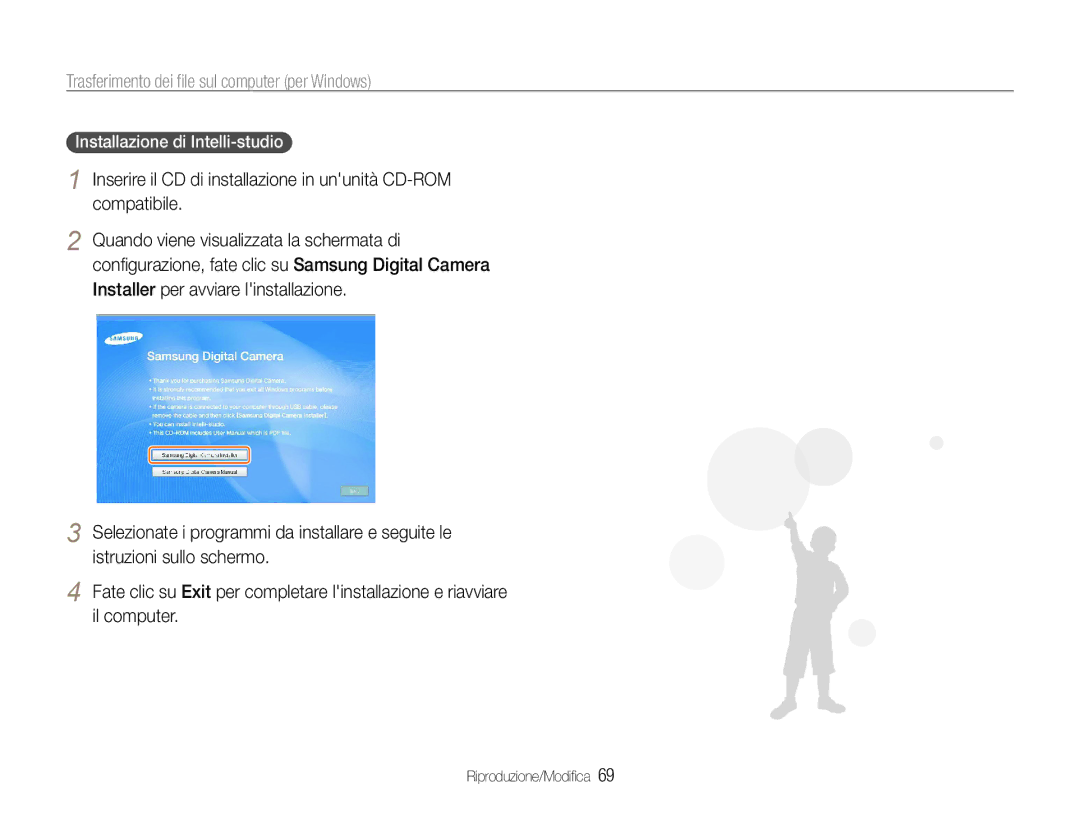 Samsung EC-ST67ZZBPUE1, EC-ST65ZZBPSE1 Trasferimento dei file sul computer per Windows, Installazione di Intelli-studio 