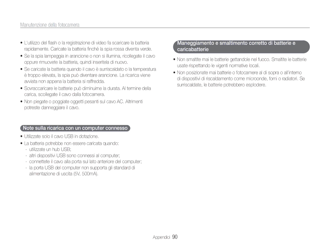 Samsung EC-ST67ZZBPUE1, EC-ST65ZZBPSE1, EC-ST67ZZBPRE1, EC-ST65ZZBPUE1, EC-ST67ZZBPBE1 manual Alimentazione di uscita 5V, 500mA 