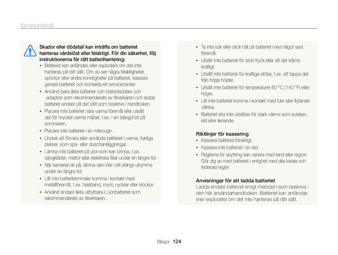 Samsung EC-ST700ZBPSE2, EC-ST700ZBPBE2 manual Använd bara äkta batterier och batteriladdare och 