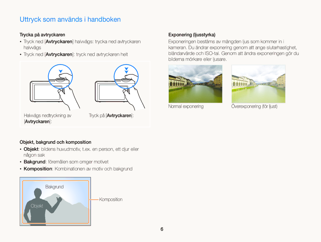 Samsung EC-ST700ZBPSE2, EC-ST700ZBPBE2 manual Uttryck som används i handboken, Objekt 