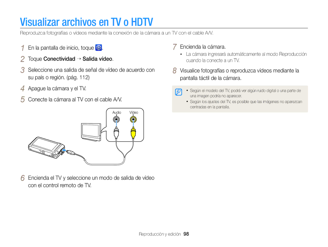 Samsung EC-ST700ZBPBE1, EC-ST700ZBPLE1 manual Visualizar archivos en TV o Hdtv 