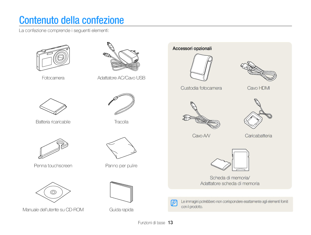 Samsung EC-ST700ZBPSE1, EC-ST700ZBPLE1, EC-ST700ZBPGE1 manual Contenuto della confezione 