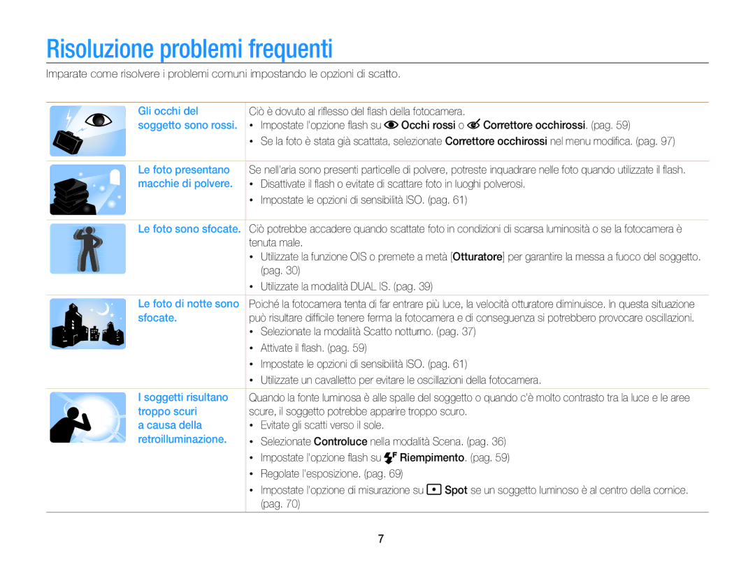 Samsung EC-ST700ZBPSE1, EC-ST700ZBPLE1, EC-ST700ZBPGE1 manual Risoluzione problemi frequenti 