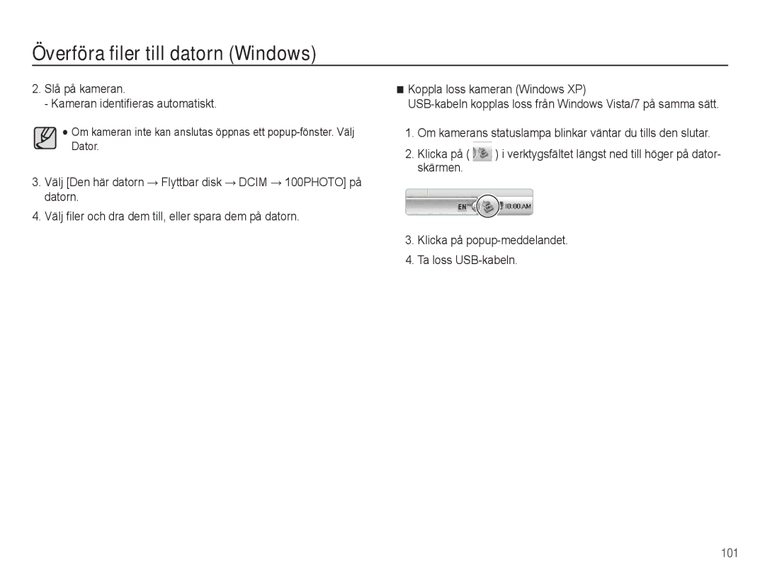 Samsung EC-ST70ZZBPUE2, EC-ST70ZZBPBE2, EC-ST70ZZBPSE2, EC-ST70ZZBPOE2 manual Slå på kameran Kameran identifieras automatiskt 