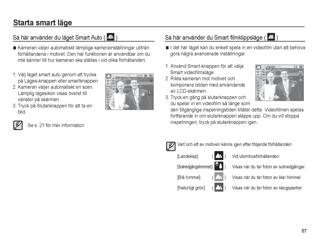 Samsung EC-ST70ZZBPUE2 manual Så här använder du Smart filmklippsläge, Komponera bilden med användande av LCD-skärmen 