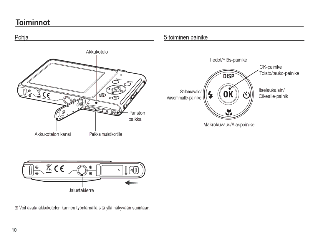 Samsung EC-ST70ZZBPOE2, EC-ST70ZZBPBE2, EC-ST70ZZBPSE2, EC-ST70ZZBPUE2 manual Pohja Toiminen painike 