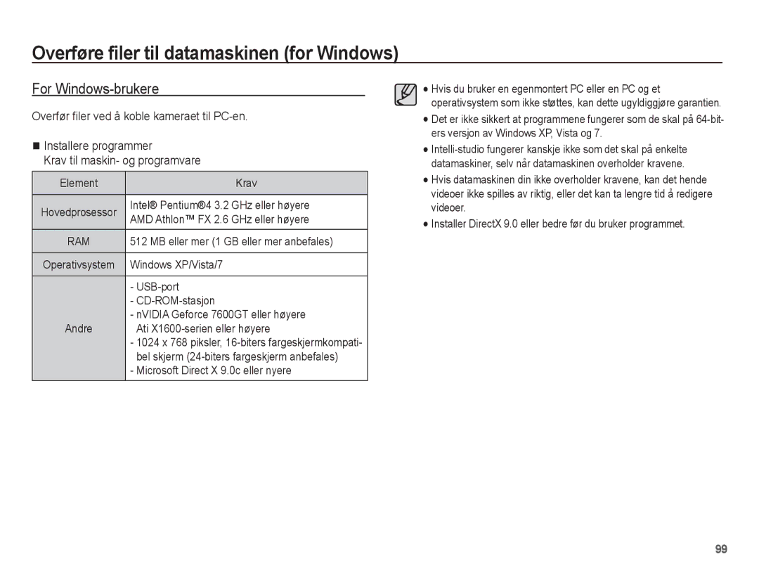 Samsung EC-ST70ZZBPBE2, EC-ST70ZZBPSE2, EC-ST70ZZBPUE2 Overføre filer til datamaskinen for Windows, For Windows-brukere 