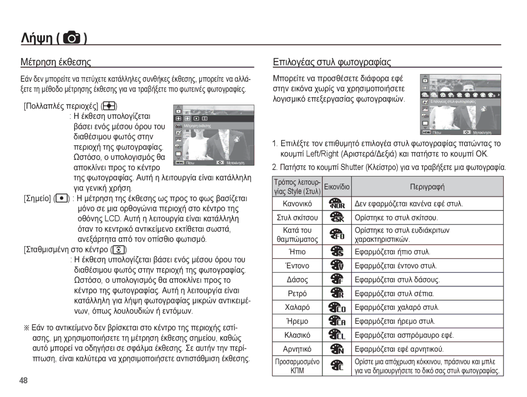 Samsung EC-ST70ZZBPUE3, EC-ST70ZZBPBE3, EC-ST70ZZBPOE3, EC-ST70ZZBPSE3 manual ȂȑĲȡȘıȘ ȑțșİıȘȢ ǼʌȚȜȠȖȑĮȢ ıĲȣȜ ĳȦĲȠȖȡĮĳȓĮȢ 