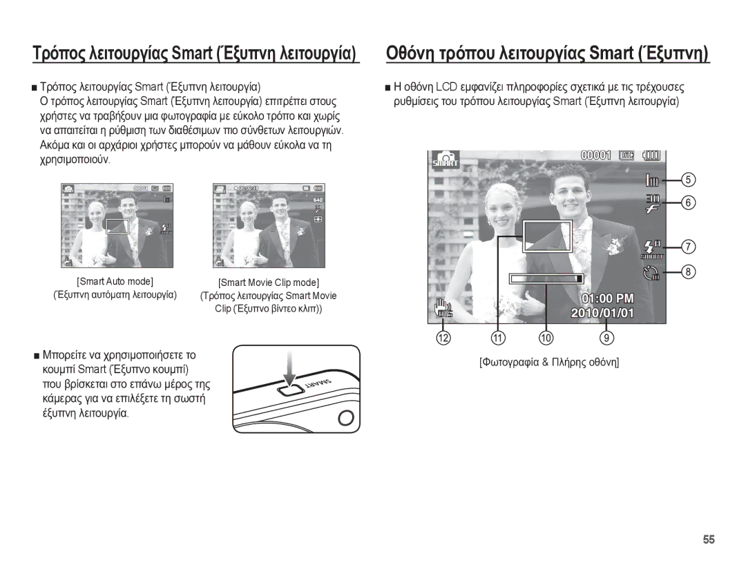 Samsung EC-ST70ZZBPBE3, EC-ST70ZZBPUE3, EC-ST70ZZBPOE3, EC-ST70ZZBPSE3 manual ȈȡȩʌȠȢ ȜİȚĲȠȣȡȖȓĮȢ Smart ǲȟȣʌȞȘ ȜİȚĲȠȣȡȖȓĮ 