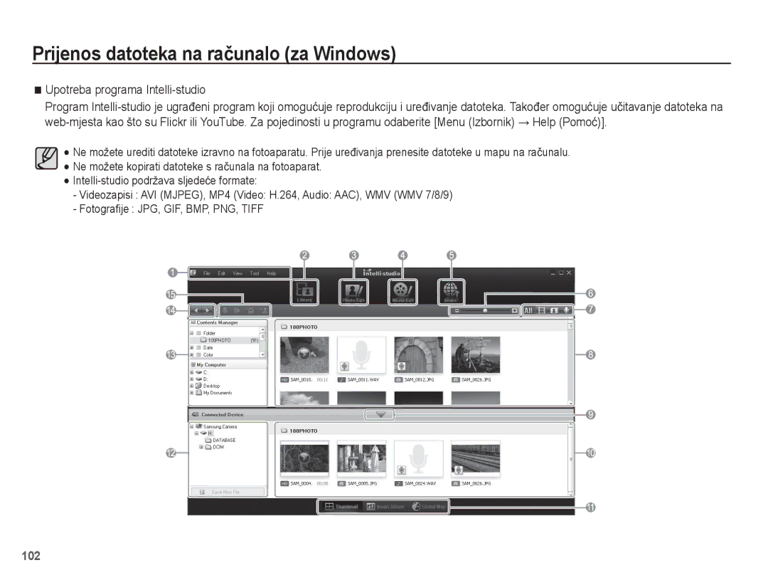 Samsung EC-ST70ZZBPSE3, EC-ST70ZZBPBE3, EC-ST70ZZBPUE3, EC-ST70ZZBPOE3 manual Upotreba programa Intelli-studio 