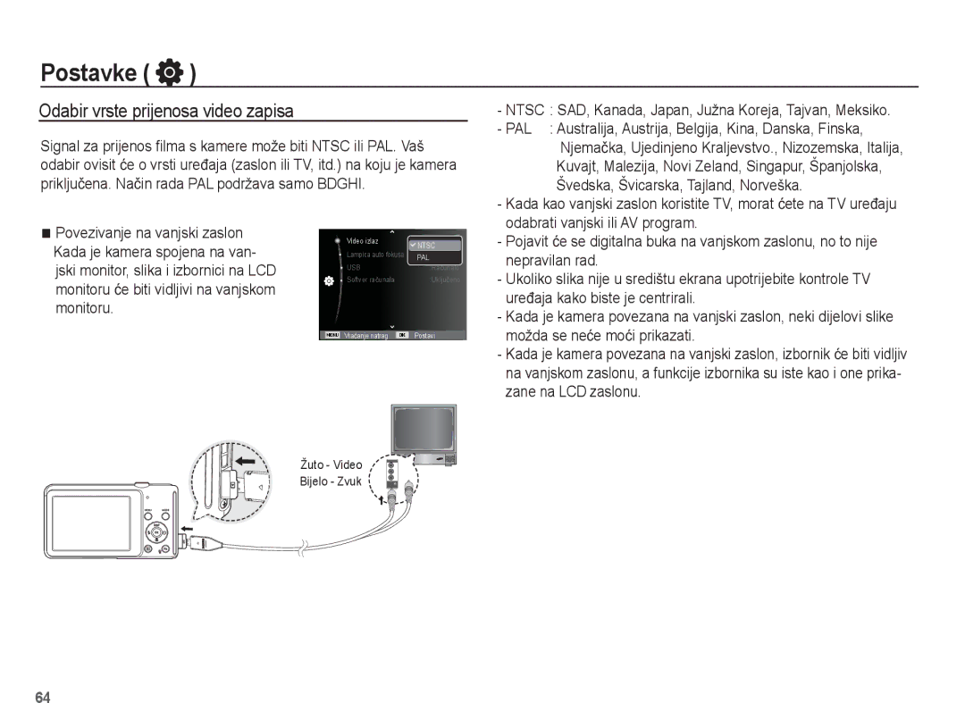 Samsung EC-ST70ZZBPUE3, EC-ST70ZZBPBE3, EC-ST70ZZBPOE3, EC-ST70ZZBPSE3 manual Odabir vrste prijenosa video zapisa 