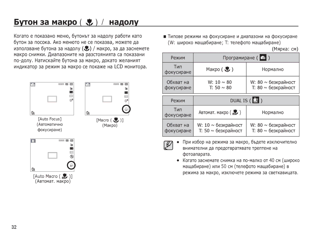 Samsung EC-ST70ZZBPBE3 manual ǨțȚȖȕ ȏȈ Ȕȉȓșȗ / ȕȈȌȖȓț, Auto Macro 