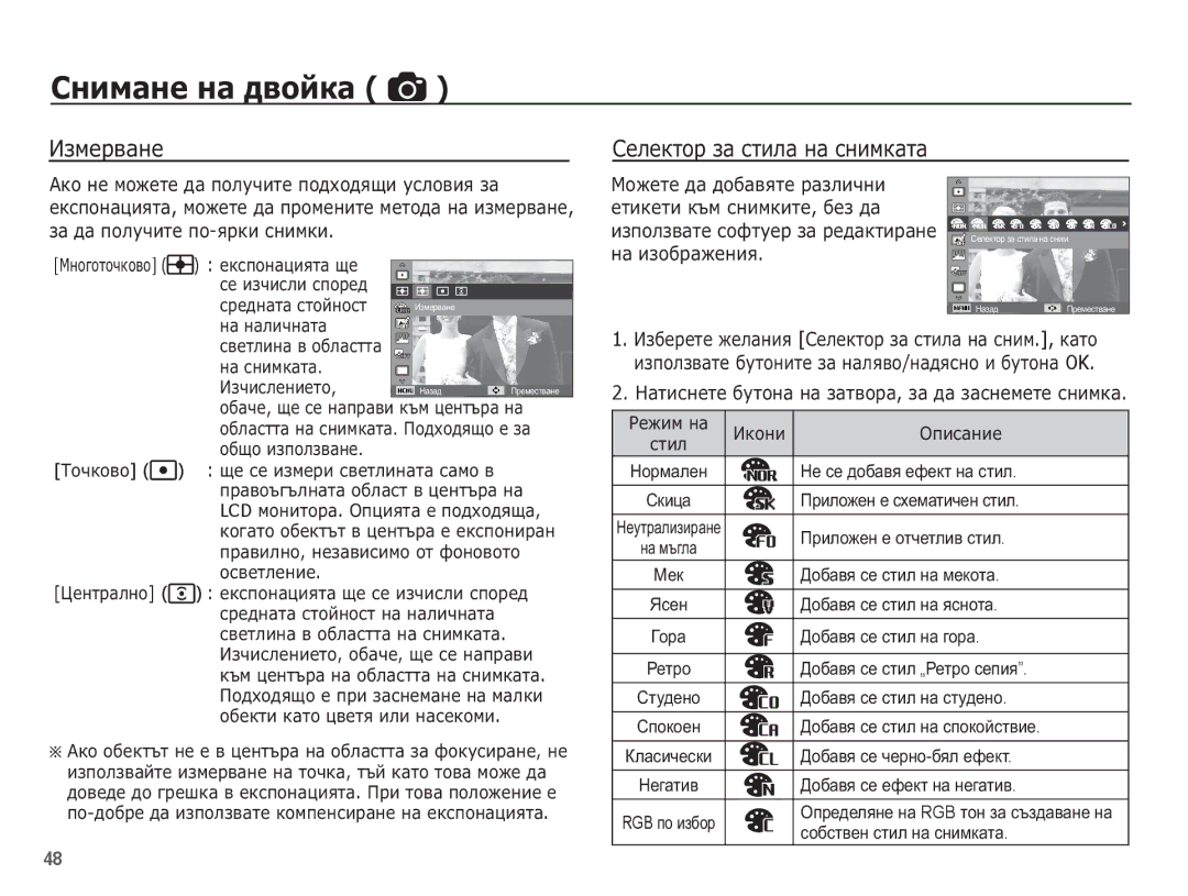 Samsung EC-ST70ZZBPBE3 manual ǰȏȔȍȘȊȈȕȍ ǸȍȓȍȒȚȖȘ ȏȈ șȚȐȓȈ ȕȈ șȕȐȔȒȈȚȈ 