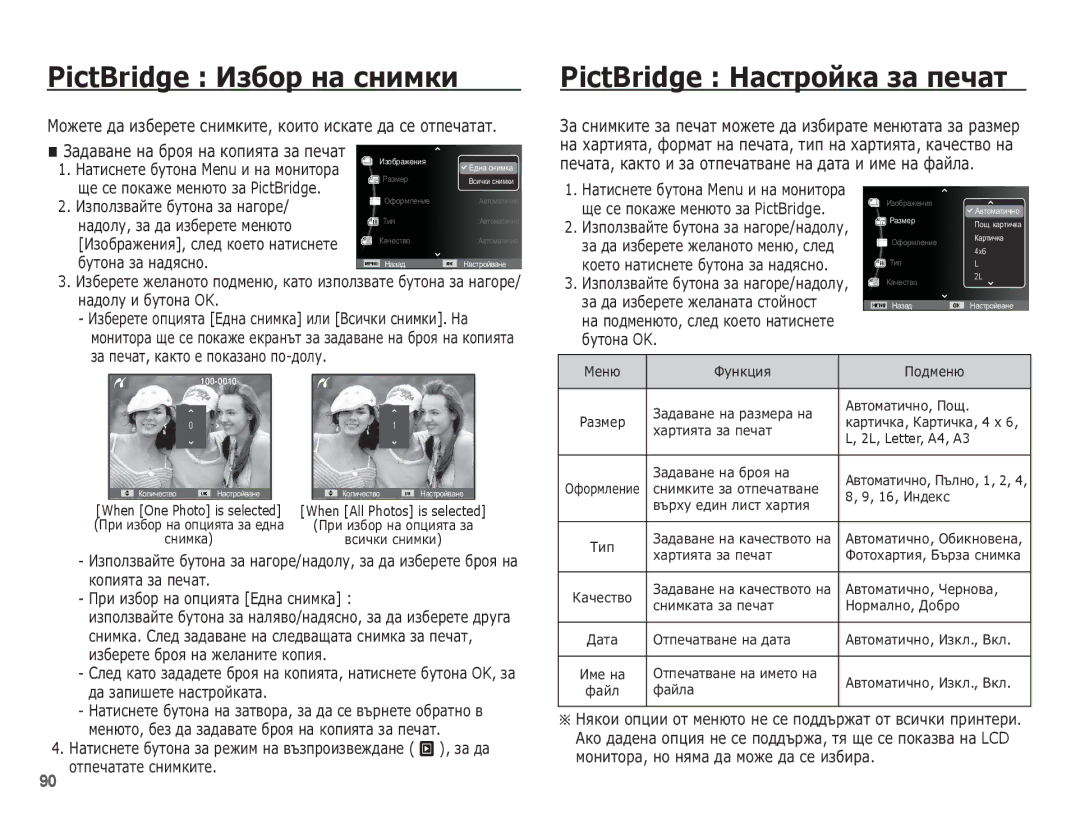 Samsung EC-ST70ZZBPBE3 manual PictBridge ǰȏȉȖȘ ȕȈ șȕȐȔȒȐ, PictBridge ǵȈșȚȘȖȑȒȈ ȏȈ ȗȍȟȈȚ 