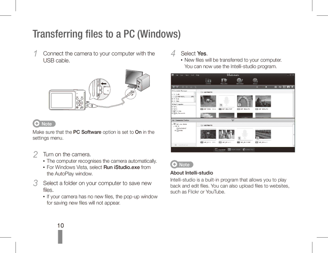 Samsung EC-ST70ZZDPSME manual Transferring files to a PC Windows, Connect the camera to your computer with the USB cable 