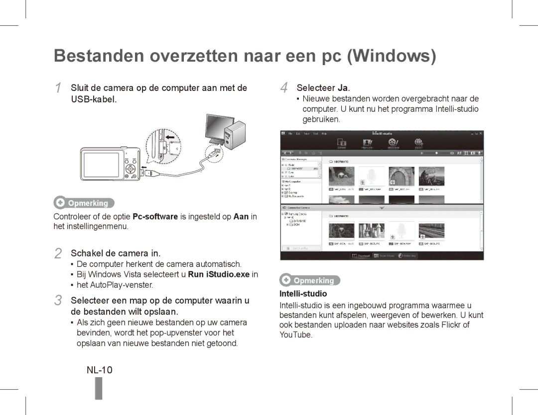 Samsung EC-ST70ZZBPSE1, EC-ST70ZZBPOE1, EC-ST71ZZBDSE1, EC-ST71ZZBDUE1 manual Bestanden overzetten naar een pc Windows, NL-10 