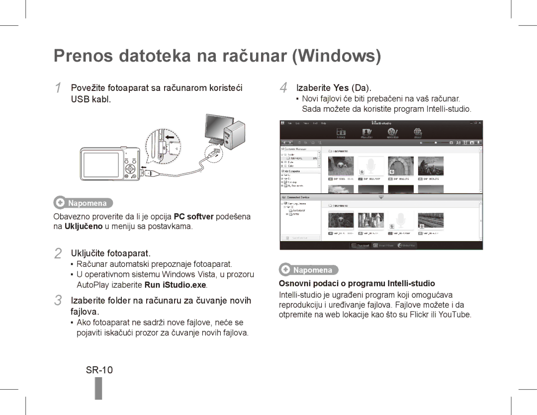 Samsung EC-ST70ZZBPOIT, EC-ST70ZZBPOE1, EC-ST71ZZBDSE1, EC-ST71ZZBDUE1 manual Prenos datoteka na računar Windows, SR-10 